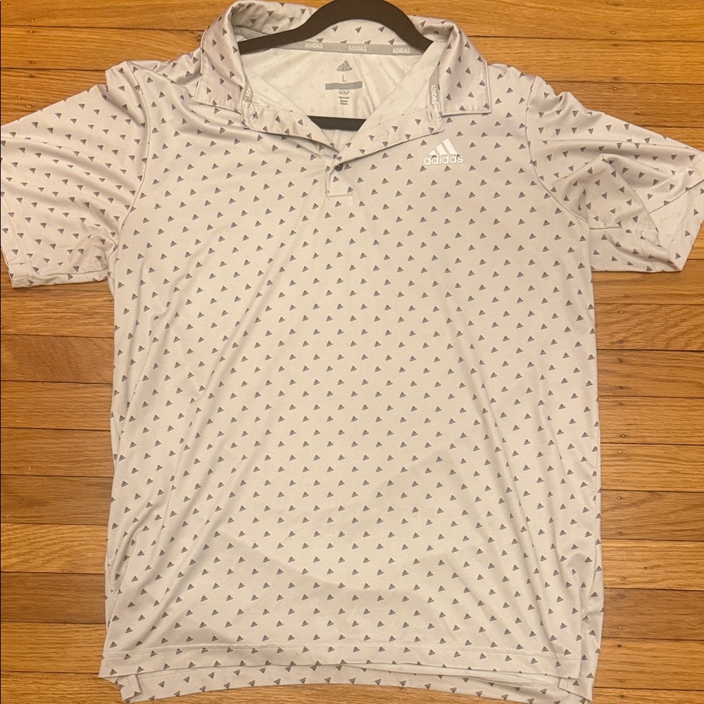 Adidas Men's Large Patterned Grey Polo Shirt